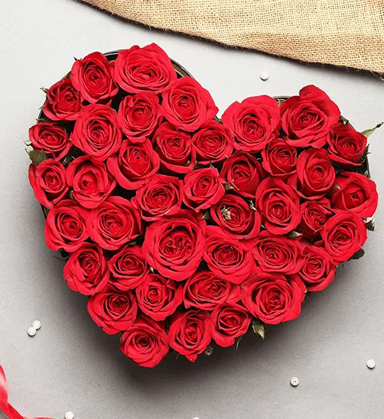 50 Red Rose Heart Shape Arrangement
