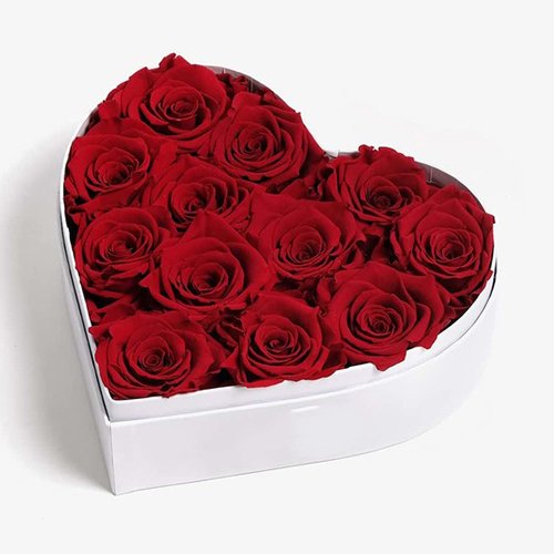 Red Rose In Heart Shaped Arrangement Black Box