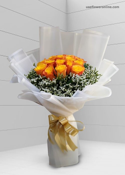 12 Orange Rose Bouquet