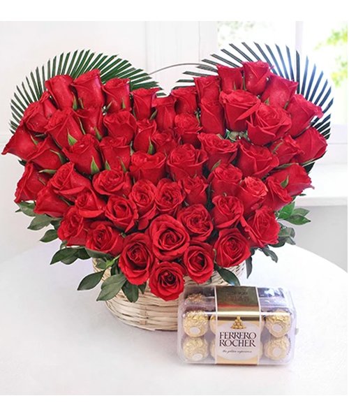 Special 50 Red Rose Arrangement With Ferrero Rocher