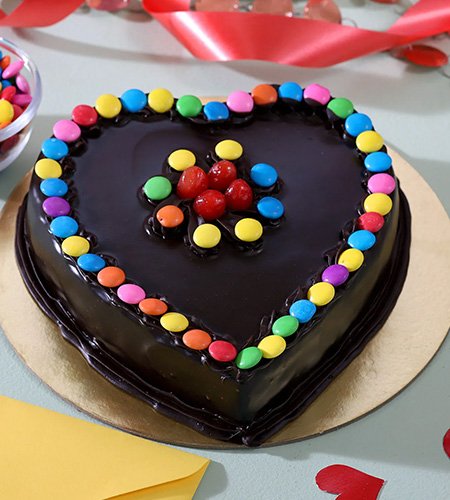 Heart Shaped Truffle Cake With Gems Half Kg