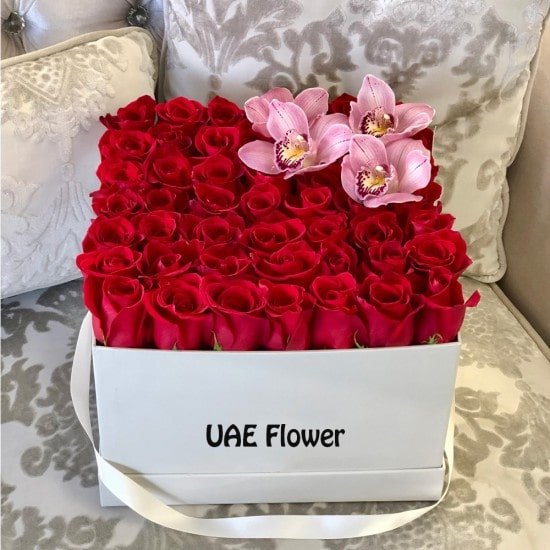 Glamorous Orchids In Large Square Box