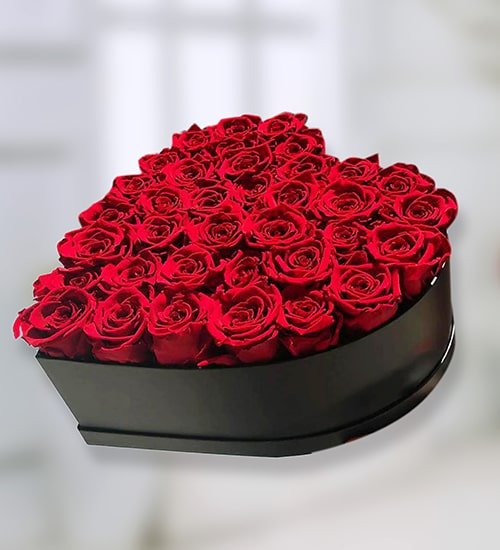 Enchanting Red Roses Heart Shape Box Arrangement