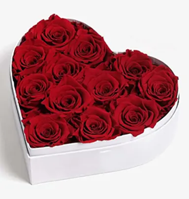 Red Rose In Heart Shaped Arrangement Black Bo...