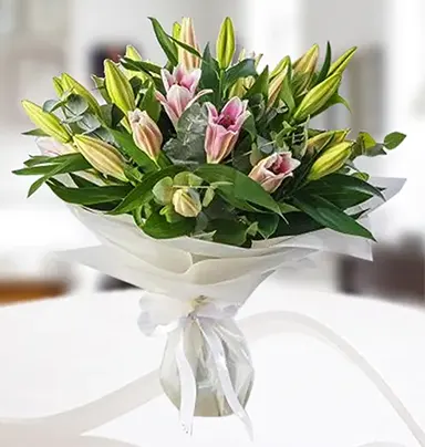 10 Stem Pink Lily's Bo...