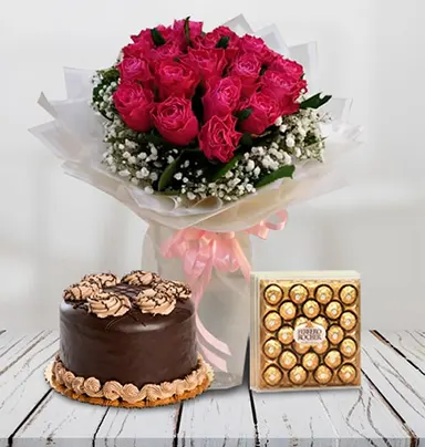 10 Pink Rose Bouquet With...