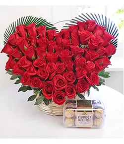 Special 50 Red Rose Arrangement With Ferrero ...