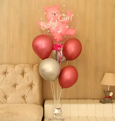 Pink Baby Girl Balloon Bouquet