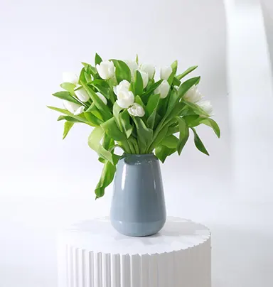 Elegant Vase Arrangement of 30 White Tulips