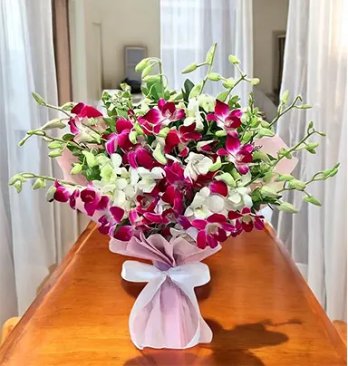 Stunning Purple & White Orchid Bouquet – 20...