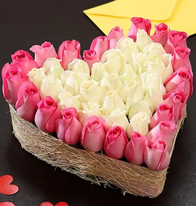 Pink & White Roses Hea...