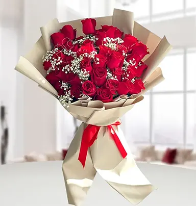 Alluring Red Rose Bouquet With Nice Wrapping