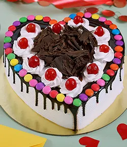 Black Forest Gems Decorated Heart Cake Half K...