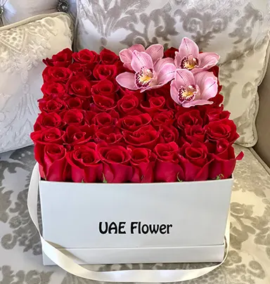 Glamorous Orchids In Large Square Box