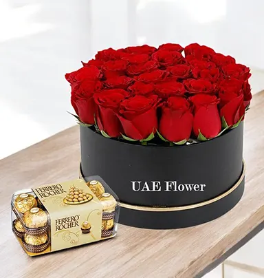 Alluring Red Rose & Chocolate Box