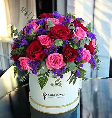 Mixed Roses & Purple Stat...