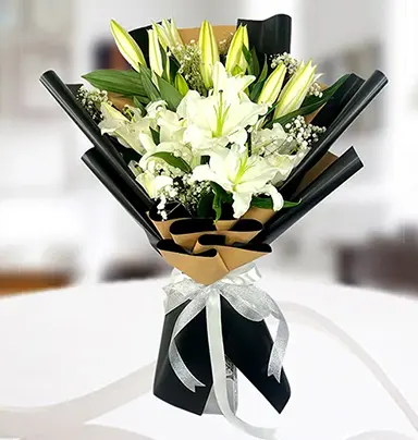 Elegant White Lily Bouquet