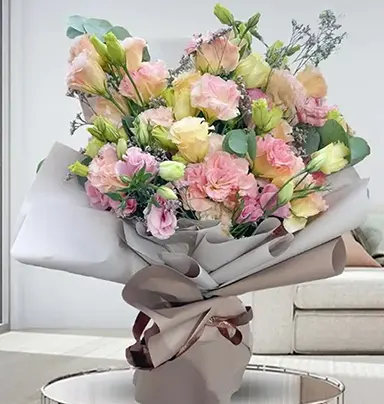 Bouquet of Champagne Lisianthus - 20 Stems of...