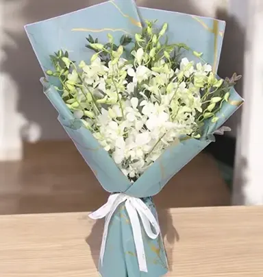 15 White Orchid Bouquet with Luxury Wrapping ...