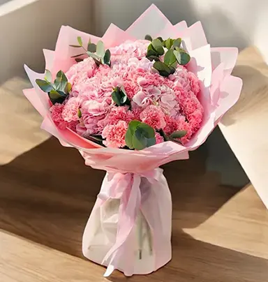 Pink Hydrangea & Carnation Bouquet - Elegance...
