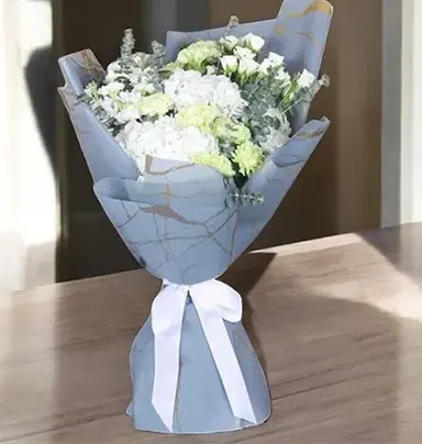 Peaceful Wishes Flower Bouquet - Elegant Whit...