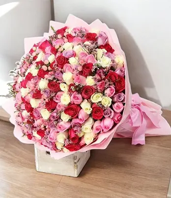 151 Mix Roses Bouquet - An Explosion of Color...